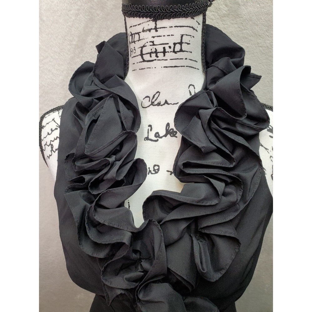 Cache Black Ruffle Halter Cocktail Dress - Picture 7 of 10